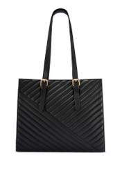 Large black leather women's handbag TORES-1287-99(W26), product view from the back on a white background.