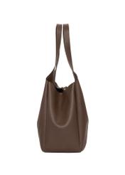 Brown classic women's shopper bag TOREC-1060-1H(Z26), product view from the side on a white background.