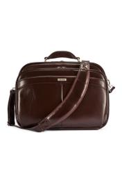 Brown leather men's laptop bag TORMS-0482-89(Z25), product view from the front on a white background.