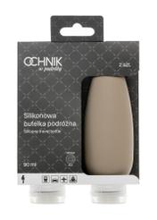 Travel cosmetics bottles AW-016-0001-1K(W26), front view of the product in the packaging on a white background.