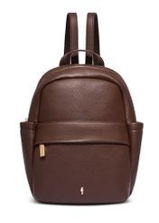 Brown women's imitation leather backpack TOREC-1246-1H(Z26) - front product view, on white background.