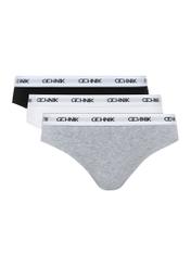 Set of women's panties in three colors ZESDS-0003-00(KS), front view of the set on a white background.