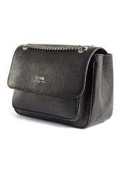 Leather black shoulder bag TORES-1147A-99(Z25) - diagonal product view on white background.