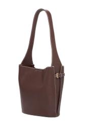Dark brown women's handbag made of imitation leather TOREC-1214-1H(W26), diagonal product view on a white background.