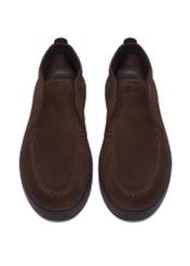 Dark brown suede men's shoes BUTYM-0549-1I(Z26), front product view on white background.