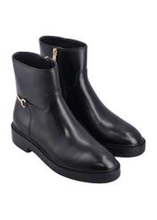 Women's black leather ankle boots BUTYD-1290-99(Z26), diagonal product view on a white background.