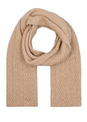 Light beige women's scarf with sequins SZADT-0220-1A(Z26), front product view on white background.