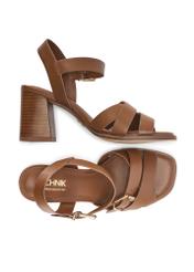 Women's camel leather sandals BUTYD-1177-1D(W26), product view from above on a white background.