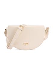 Cream semi-circular women's messenger bag TOREC-1184-0B(W26) - front product view, on a white background.