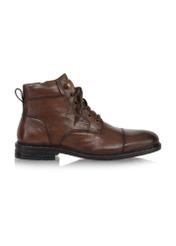 Brown men's leather ankle boots BUTYM-0404B-1I(Z26) - side view of the product, on a white background.