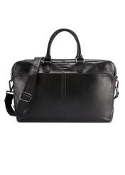 Black large leather men's bag TORMS-0489-99(W26) - front product view, on white background.