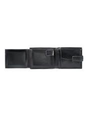Black medium men's leather wallet PORMS-0639-99(W25) - inside view on white background.