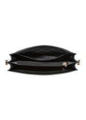 Black leather women's shoulder bag TORES-1221-9I(W26) - top view of the product on a white background.