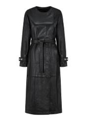 Black long leather coat for women KURDS-0464-5344(W24)-04