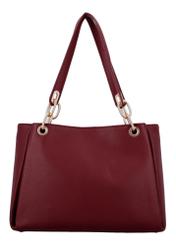 Burgundy women's imitation leather handbag TOREC-0998-4D(W27), product view from the back on a white background.