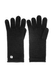 Women's cashmere black gloves REKDT-0020-99(Z25), front product view on white background.