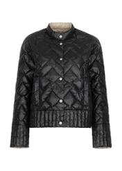 Women's black quilted jacket with stand-up collar KURDT-0440-99(W23)-05