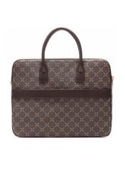 Brown laptop bag with monogram TOREC-1078-89(Z25) - product view from the back on a white background.