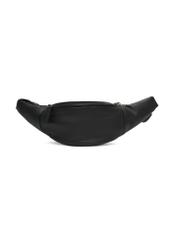Men's black leather waist bag TORMS-0497-99(W26) - front product view, on white background.