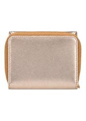 Small women's leather wallet in gold color PORES-1026-2X(Z26), product view from the back on a white background.
