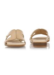 Beige leather flip-flops with a small heel BUTYD-1064-81(W24)-03