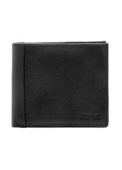 Black small leather men's wallet PORMS-0681-99(W26), front product view on white background.