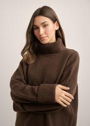 Dark brown women's wool-blend turtleneck SWEDT-0249-1I(Z26)