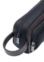 Black and brown men's cosmetic bag TORMN-0379-9J(Z26)), close-up of product detail, view on white background.