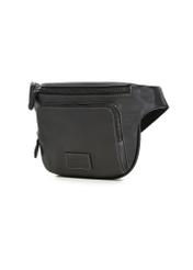 Men's black leather waist bag TORMS-0529-99(Z26) - diagonal product view, on a white background.