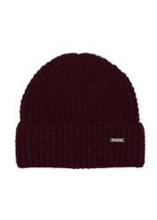 Burgundy women's wool hat CZADT-0204-4D(Z26), front product view on white background.