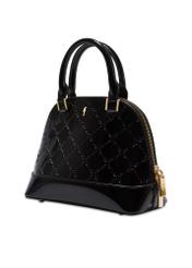 Black women's handbag with gloss TOREC-1110-99(Z25), diagonal product view on a white background.