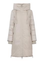 Beige women's winter jacket with hood KURDT-0478-81(Z23)-05