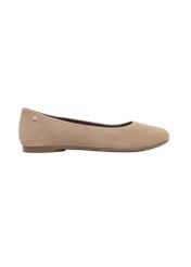 Women's suede ballet flats in cool beige color BUTYD-1286-1K(Z26), front view of the product on a light background.