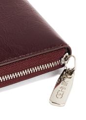 Women's leather burgundy wallet PORES-0966-49(Z25), close-up of the product detail on a white background.