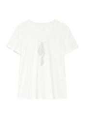 Cream women's T-shirt with logo TSHDT-0148-12(Z25), front product view on white background.