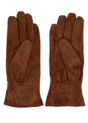 Women's suede gloves in camel color REKDS-0108-1D(Z26) - product view from above, on a white background.