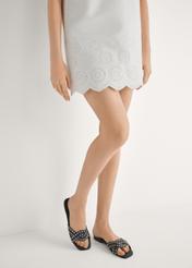 Women's black leather slides with rhinestones BUTYD-1226-99(W26)