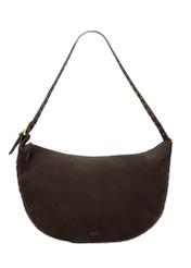Brown suede women's hobo bag TORES-1384-1I(Z26) - front product view, on white background.