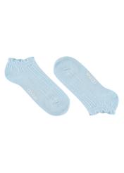 Blue women's socks SKADT-0078-7A(W26), side product view on white background.