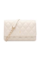 Cream small quilted women's handbag TOREC-1033-0B(W26), front product view on white background.