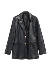 Women's black leather jacket KURDS-0606-99(W26), front product view on white background.