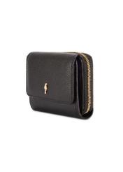 Small black leather women's wallet PORES-0802R-9I(W26), diagonal product view on white background.