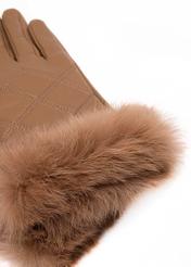 Women's leather gloves with rabbit fur REKDS-0071A-81(Z25), close-up of the product detail on a white background.