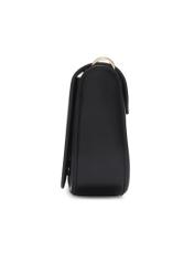 Black women's handbag with stitching TOREC-1380-99(Z26), side view of the product on a white background.