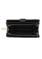 Black women's wallet with monogram POREC-0391A-9P(Z26), product view inside on white background.