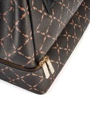 Brown travel bag with monogram TOREC-1079-89(Z25), detail view of the product from the back on a white background, close-up of the zipper.