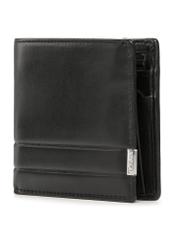 Men's black leather wallet PORMS-0142B-99(Z25) - diagonal product view on a white background.