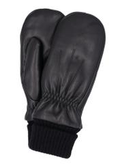 Black women's leather gloves REKDS-0105-99(Z26), front product view on white background.