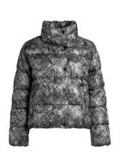 Women's jacket with snakeskin motif KURDT-0598-54(Z25), front product view on white background.