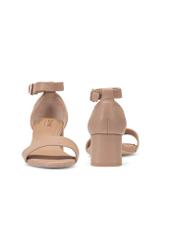 Beige women's leather sandals BUTYD-1179-1B(W26), front and back product view on white background.